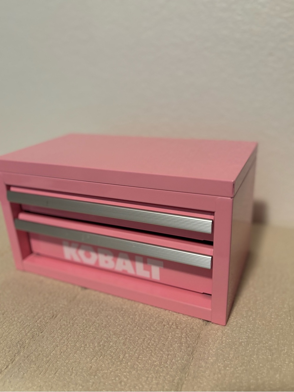 Pink Metal Storage Chest - 2-Drawer Tool Organizer/Make-up Holder